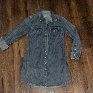 Lucky Brand  Denim Pearl Snap Western Shirt Dress Blue Size M